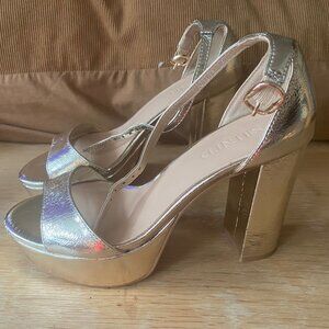 SILENT D AZELTA Sandal Pale Gold Platform Heels